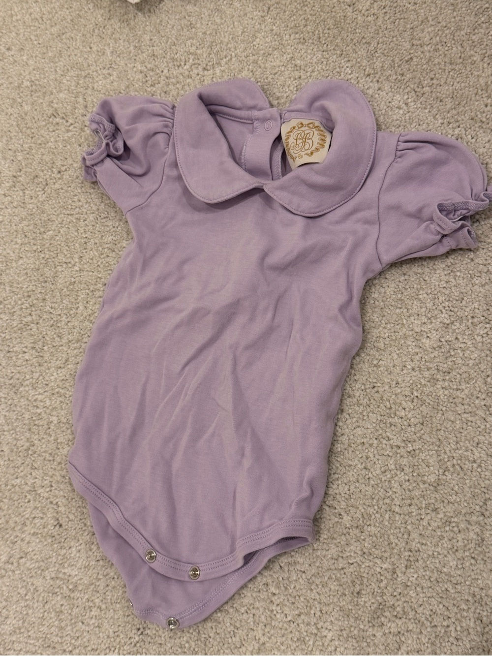 The Beaufort Bonnet Company Lavender Peter Collar Onesie